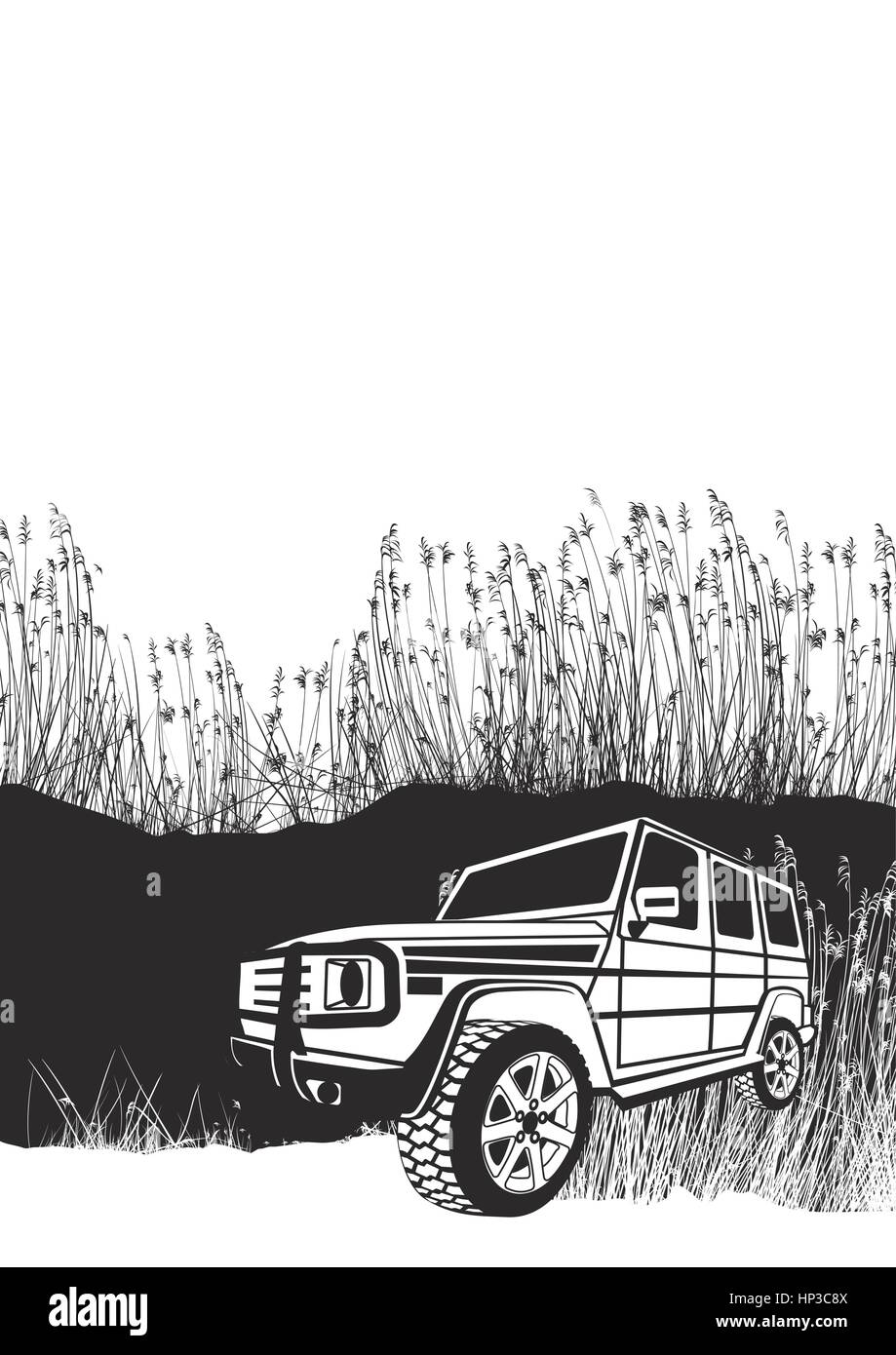 Vector illustration off road voiture à surmonter les obstacles dans la nature Illustration de Vecteur