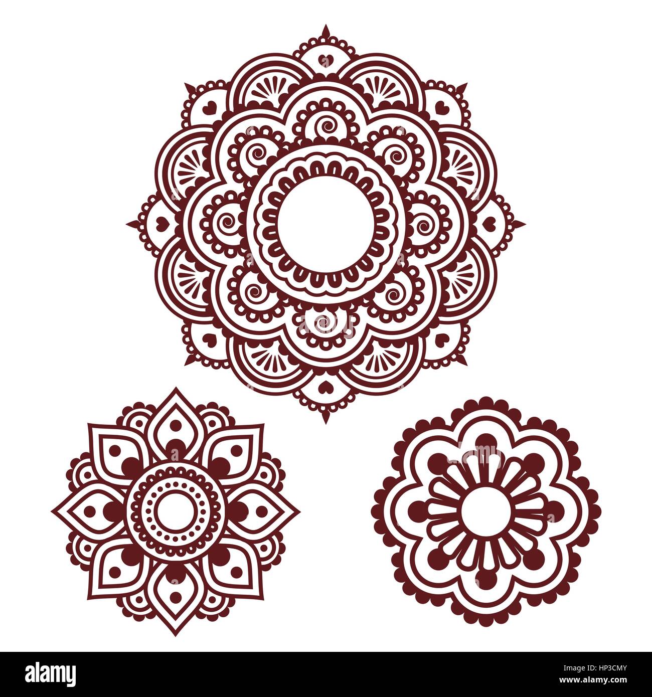 Tatouage au henné indien round design - modèle Mehndi Illustration de Vecteur