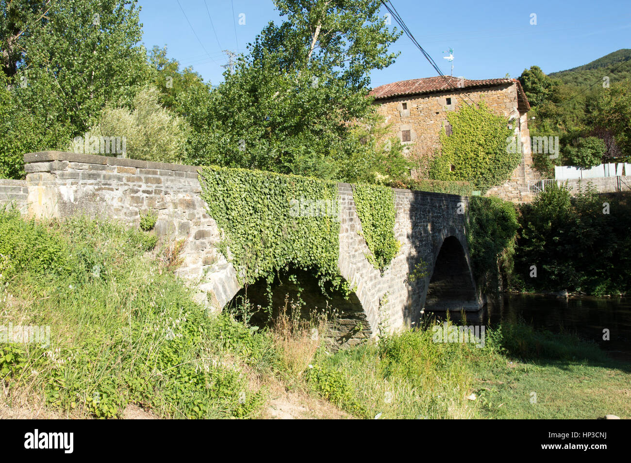 Camino de Santiago de Roncesvalles à Zubiri Banque D'Images