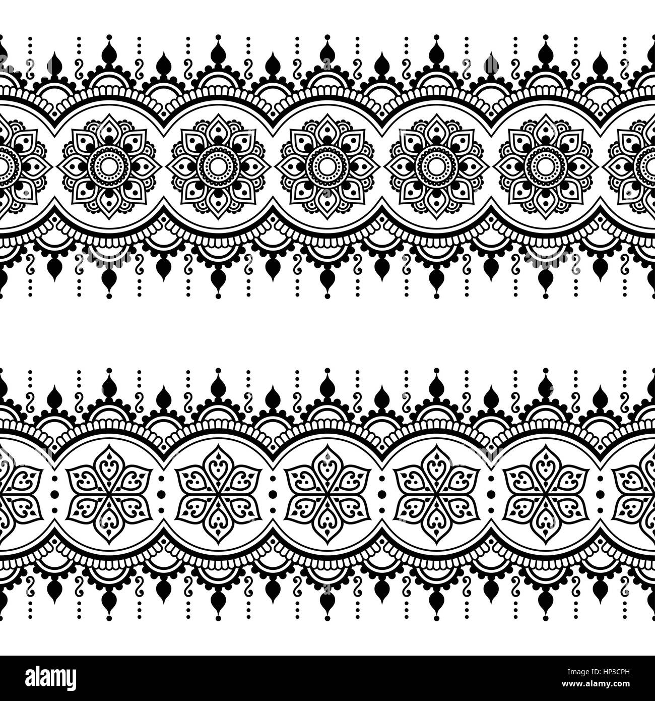 Modèle sans couture indiennes, éléments de design - style tatouage Mehndi Illustration de Vecteur