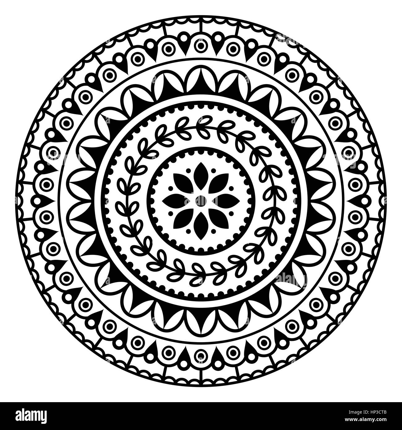 Mandala, ronde motif géométrique d'inspiration indienne Illustration de Vecteur