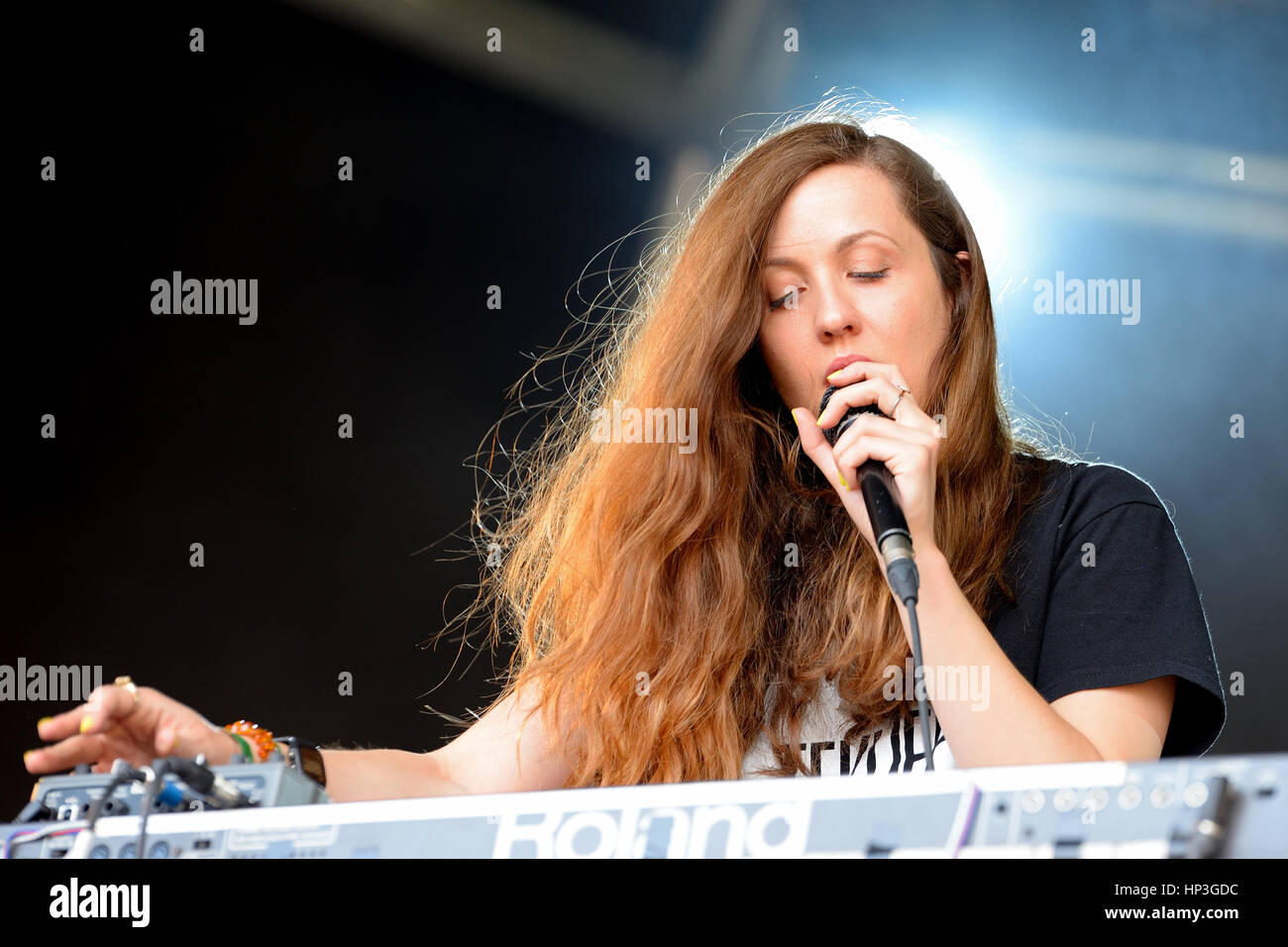 Barcelone - JUIN 13 : Jessy Lanza (Canadian electronic auteur-compositeur, chanteur et producteur) performance à Sonar Festival le 13 juin 2014 à Barcelone, l'al. Banque D'Images