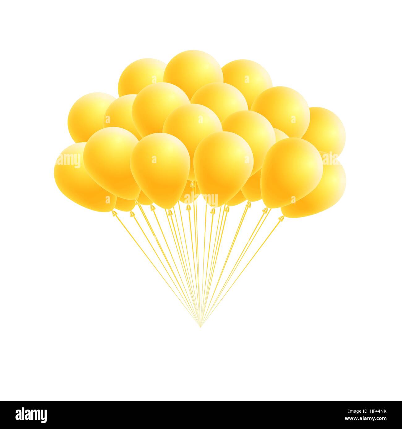 Bouquet anniversaire vecteur ou partie ballons jaunes. Carte de voeux ou d'invitation de l'élément de conception Illustration de Vecteur