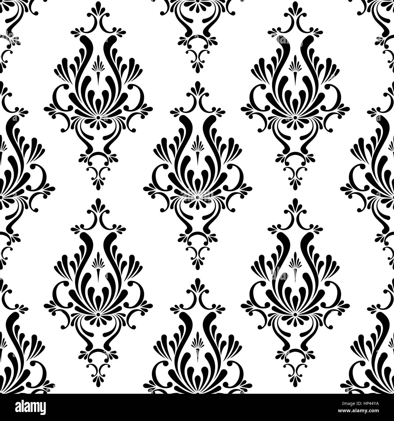 Vector floral noir et blanc motif transparent damassé Illustration de Vecteur