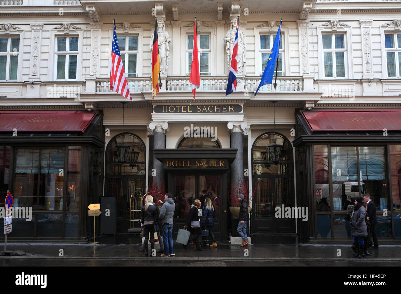 L'hôtel Sacher, d'entrée, Vienne, Autriche, Europe Banque D'Images