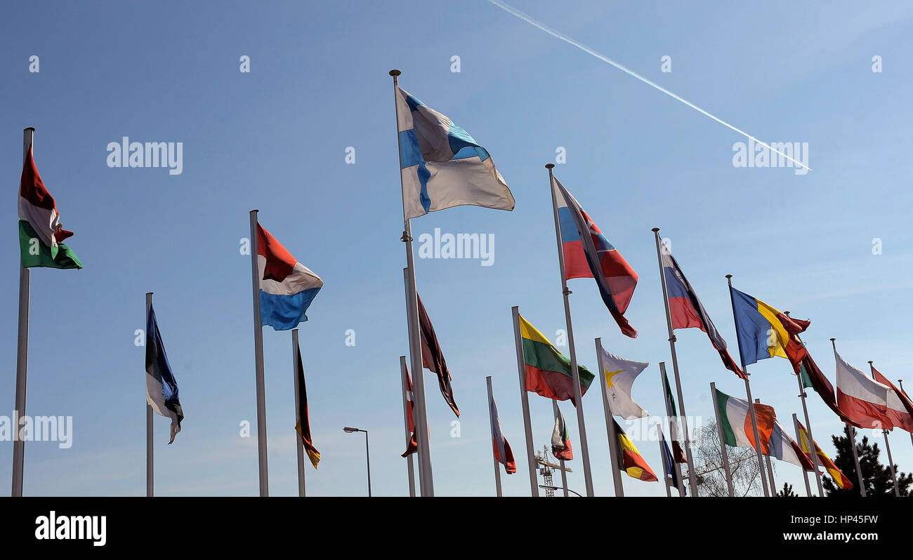 Illustrattion de drapeaux des pays membres de l'Union européenne à Luxembourg Banque D'Images