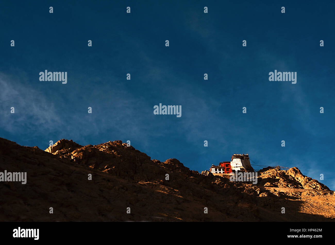 Nambyal Tsemo monastère à Leh, Ladakh, Inde capturé dans la soirée à la lumière Banque D'Images