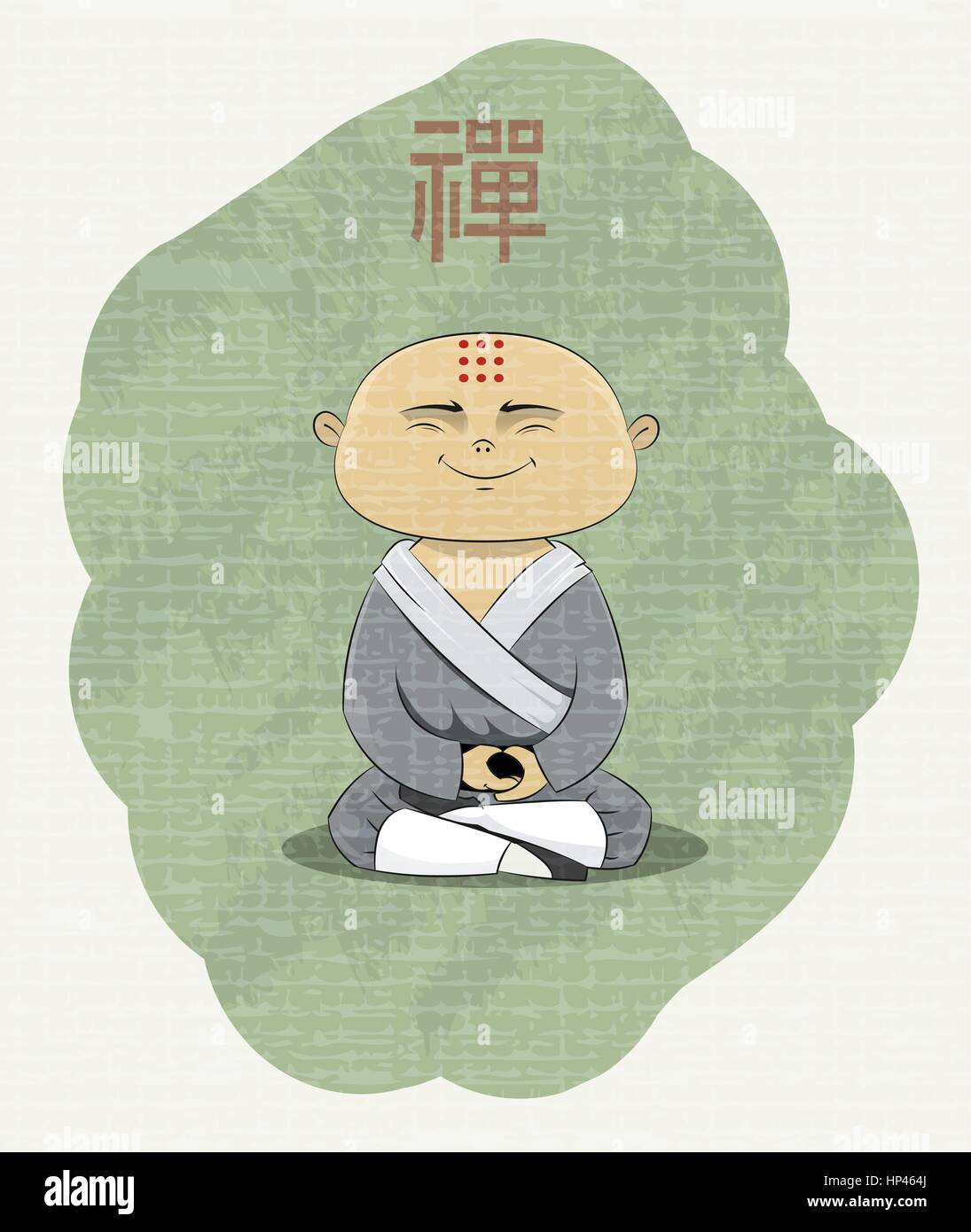 Moine bouddhiste en méditation Illustration de Vecteur
