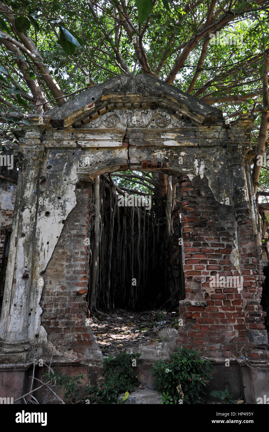 Bâtiment abandonné à Jaffna, Sri Lanka Banque D'Images