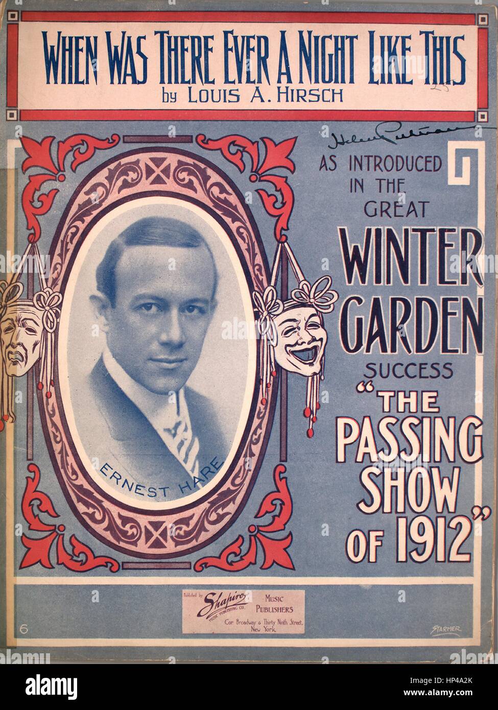 Sheet Music image de couverture de la chanson 'Quand est-il arrivé pendant une nuit comme ça !", avec les notes de l'auteur original "lecture par Louis UN Hirsch', United States, 1912. L'éditeur est répertorié comme 'Shapiro les éditeurs de musique, Cor. Broadway et Thiry Neuvième Street", la forme de la composition est "avec chœur trophique', l'instrumentation est 'piano et voix", la première ligne se lit 'Silvery chevrons, moonlight et rêves, les ombres douces sont en baisse", et l'illustration artiste est répertorié comme 'unattrib. photo de lièvre ; Starmer'. Banque D'Images