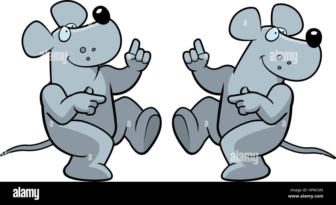 Une bonne caricature danse de rat et souriant. Illustration de Vecteur