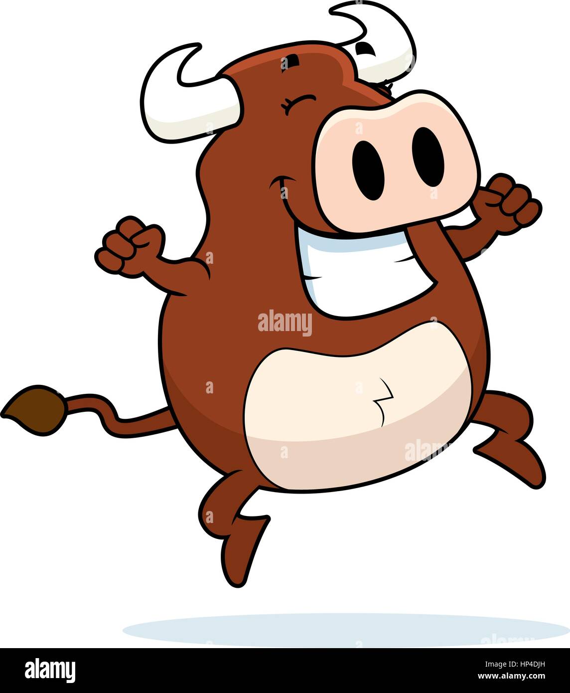 Une bonne caricature bull jumping et souriant. Illustration de Vecteur