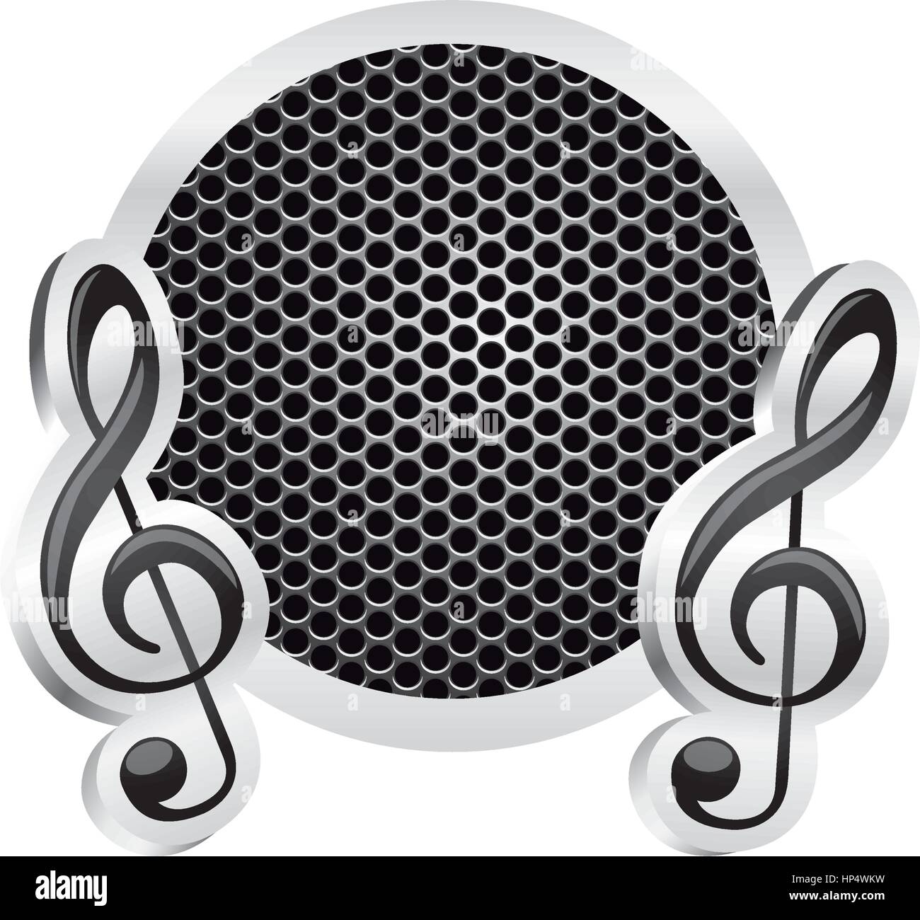 Inscrivez-music clé de secours icône à ossature métallique perforé avec grill Illustration de Vecteur