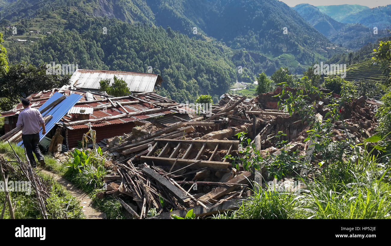 La destruction après le séisme au Népal Banque D'Images