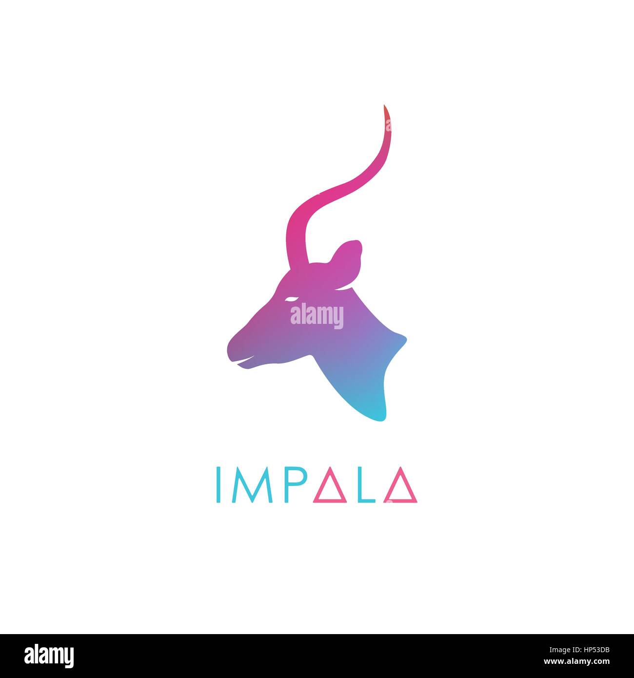 Logotype de l'antilope stylisée artistique. Silhouette d'animaux sauvages. Creative design logo coloré. Vector illustration. Illustration de Vecteur