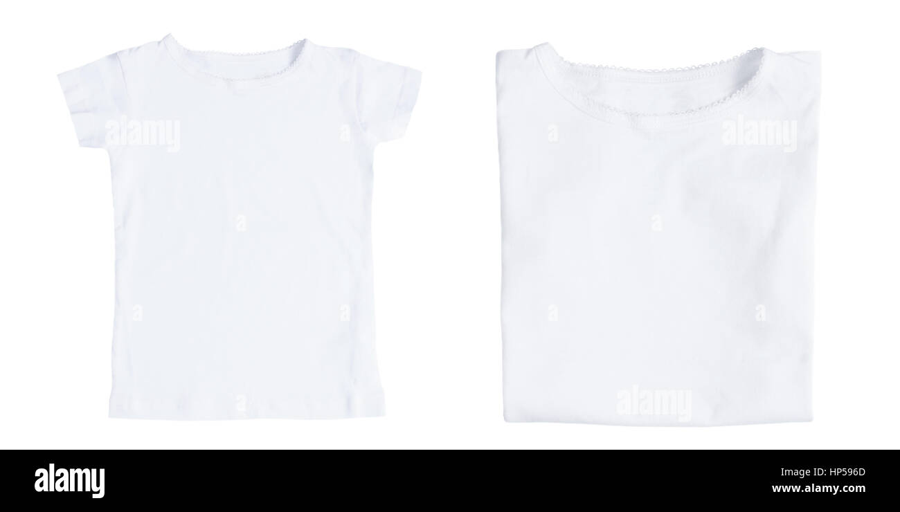Femelle blanc plié et/t-shirts isolé sur fond blanc. Mise à plat Banque D'Images Femelle blanc plié et/t-shirts isolé sur fond blanc. Mise à plat Banque D'Images