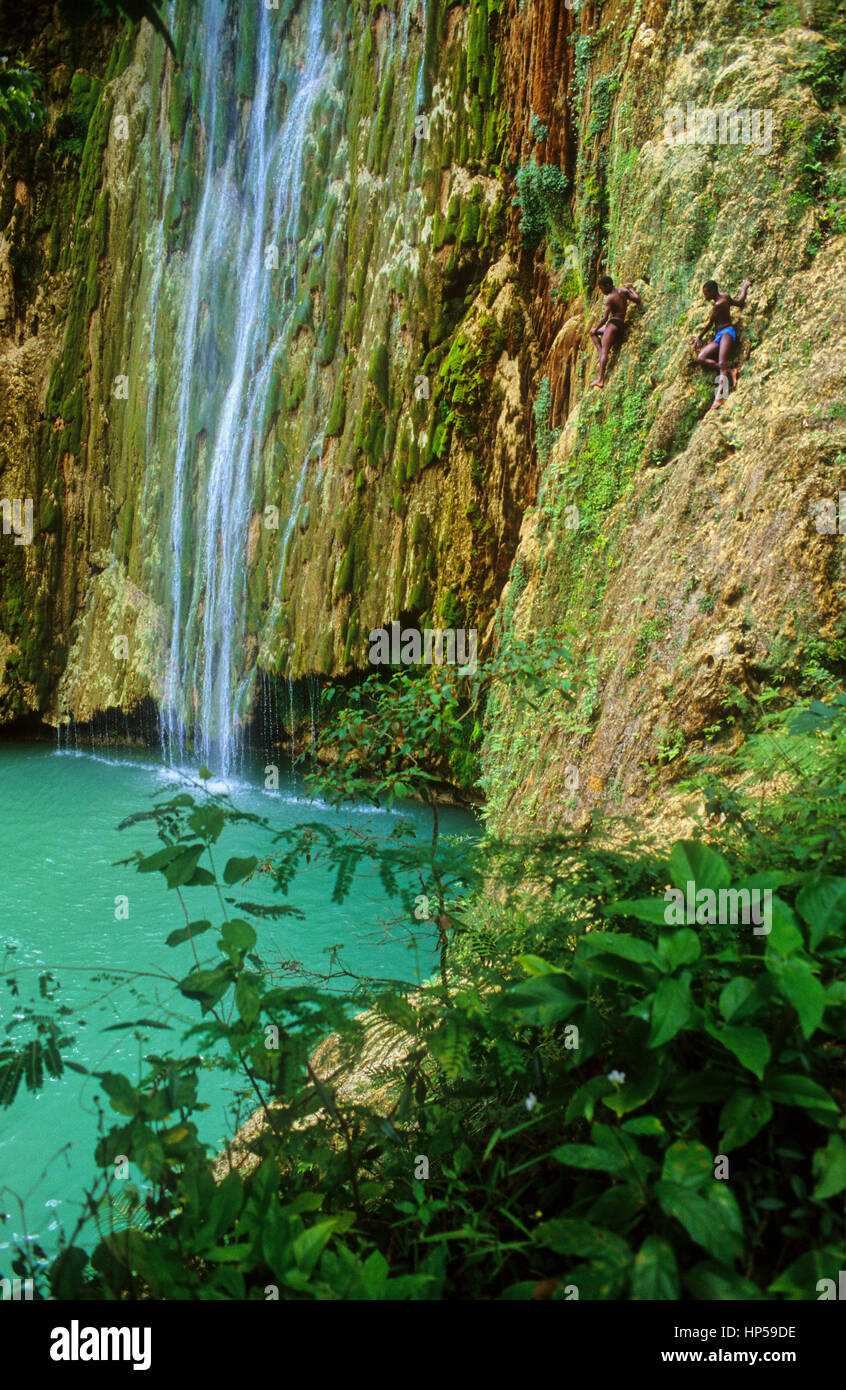 Cascades El Limon, péninsule de Samana, République dominicaine Banque D'Images