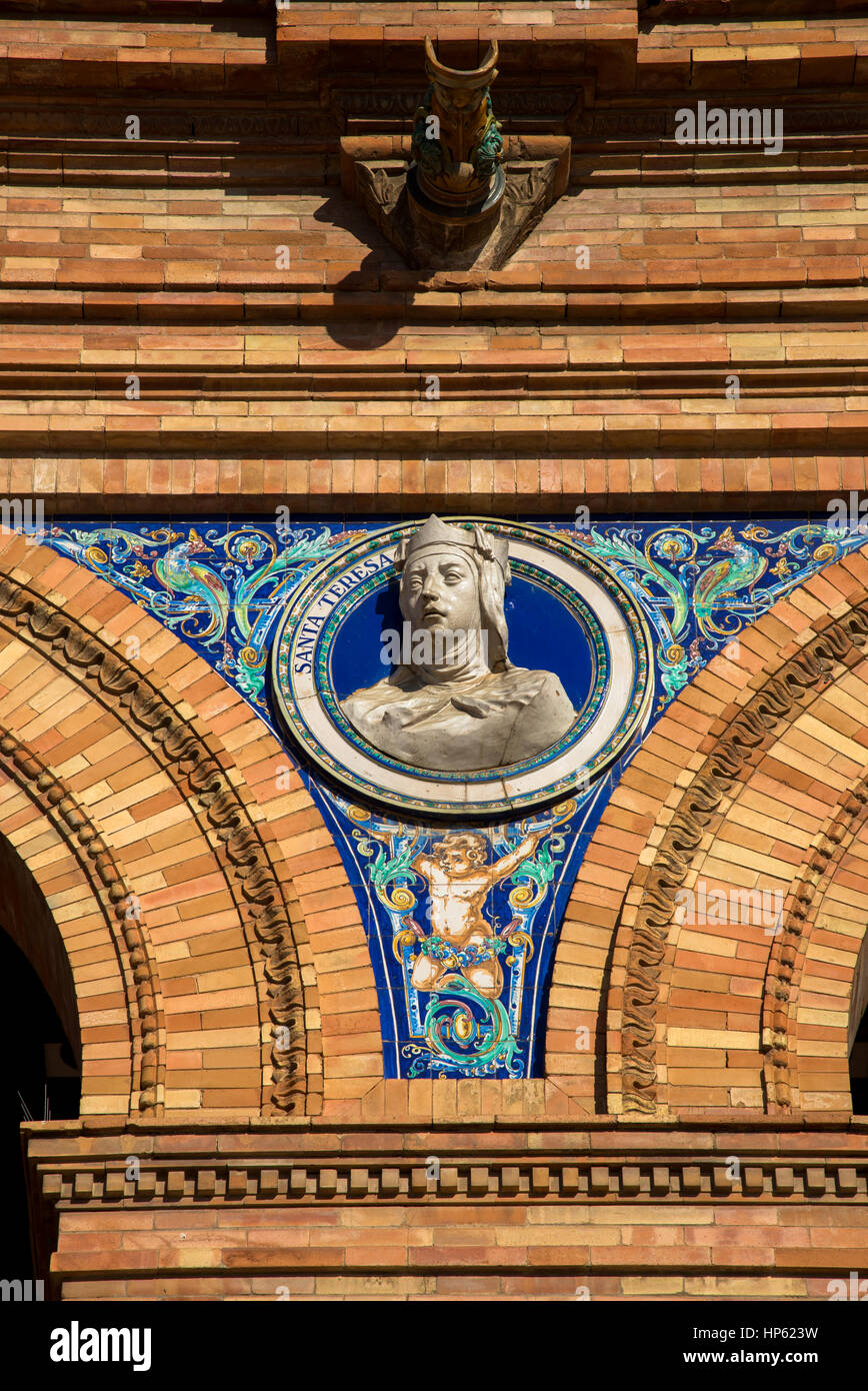 Détails de la mosaïque à Plaza de España à Séville Espagne Banque D'Images
