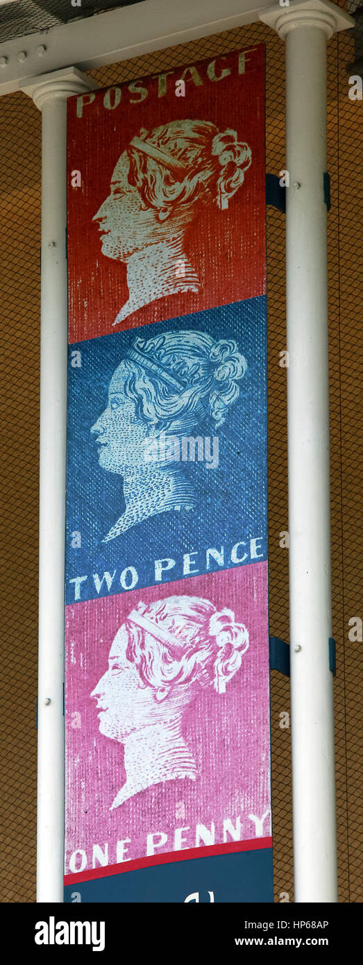 Port Louis, Maurice Bleu, Affiche, Blue Penny Museum, Port Louis, Blue Penny Museum Banque D'Images