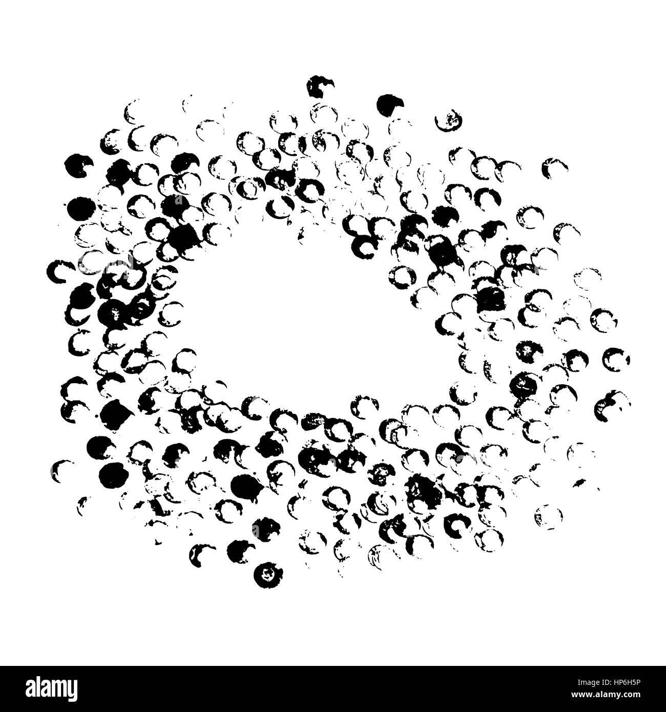 Points ronde stamp Châssis à vide de l'espace pour votre texte. Forme du cercle. Texture Grunge Illustration de Vecteur