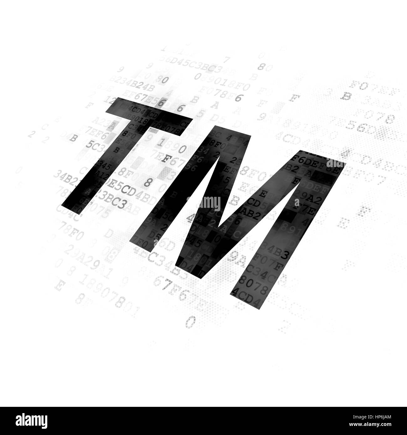 Concept : droit des marques noires sur l'icône pixelisé fond numérique Banque D'Images