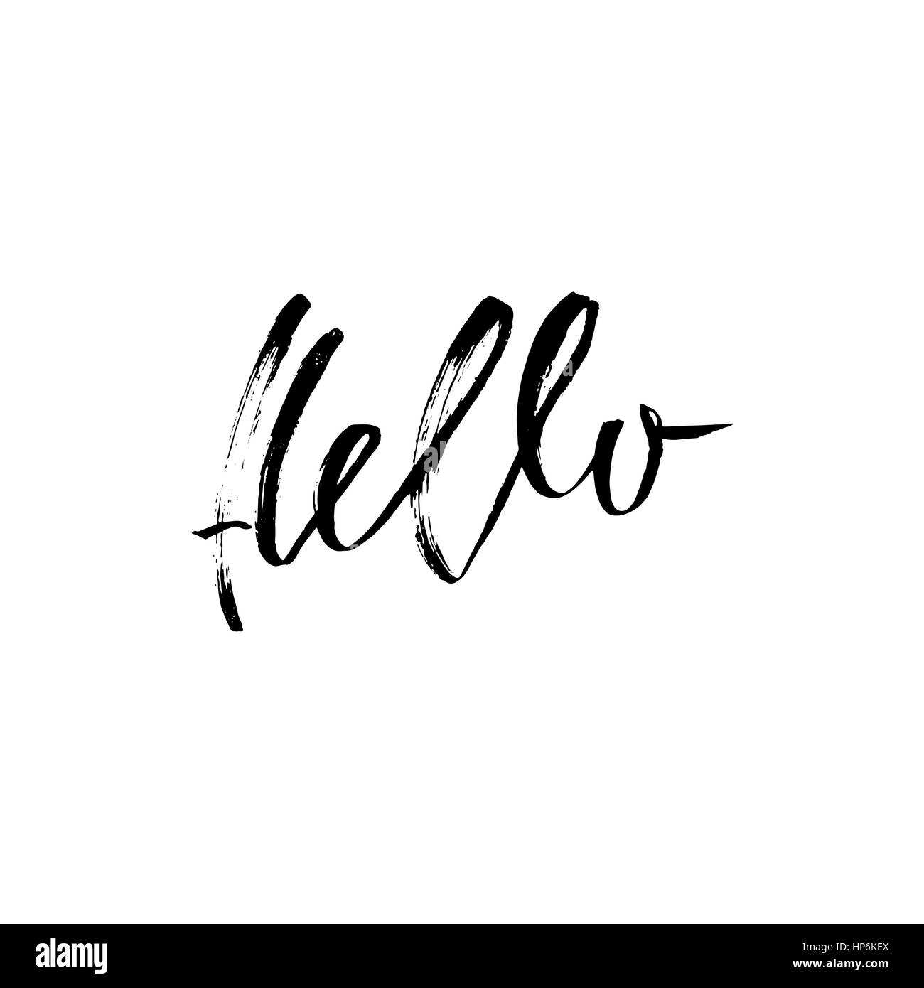 Bonjour lettrage dessiné à la main. La calligraphie moderne. Lettrage Pinceau Bonjour. Vector Illustration manuscrite Illustration de Vecteur