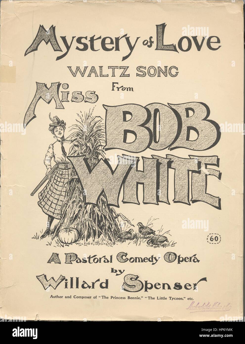 Sheet Music Image De Couverture De La Chanson Mystere De La Valse D Amour Chanson De Mlle Bob White Une Comedie Pastorale Opera Avec L Auteur Original Lecture Notes Paroles Et Musique Par Willard