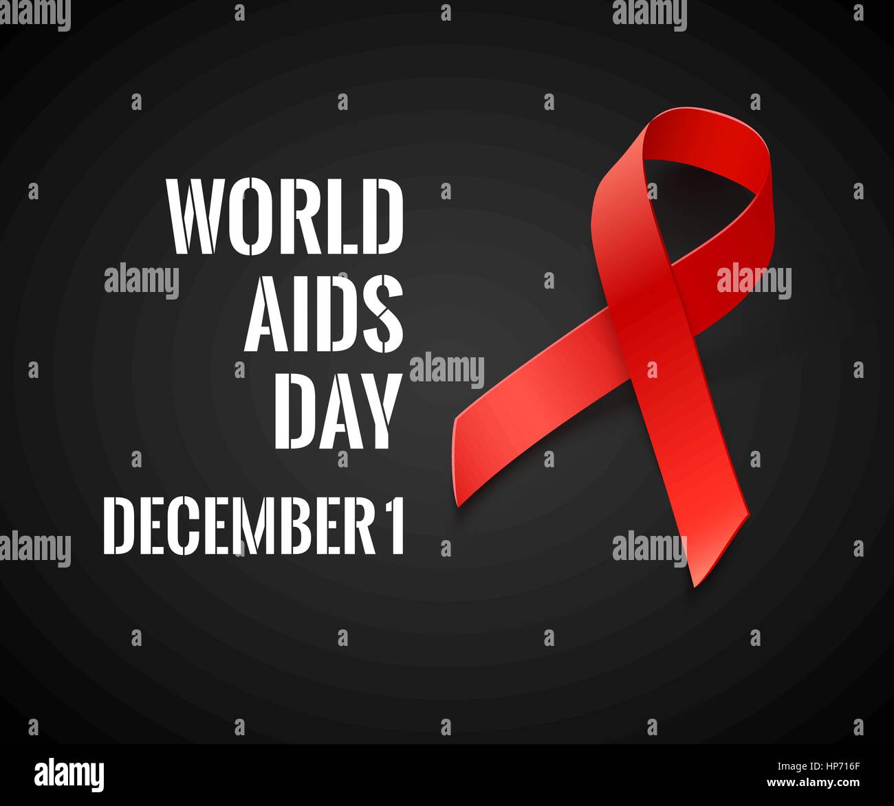 La Journée mondiale de lutte contre le SIDA - Vecteur de fond noir avec ruban rouge - Symbole du SIDA et du VIH Illustration de Vecteur