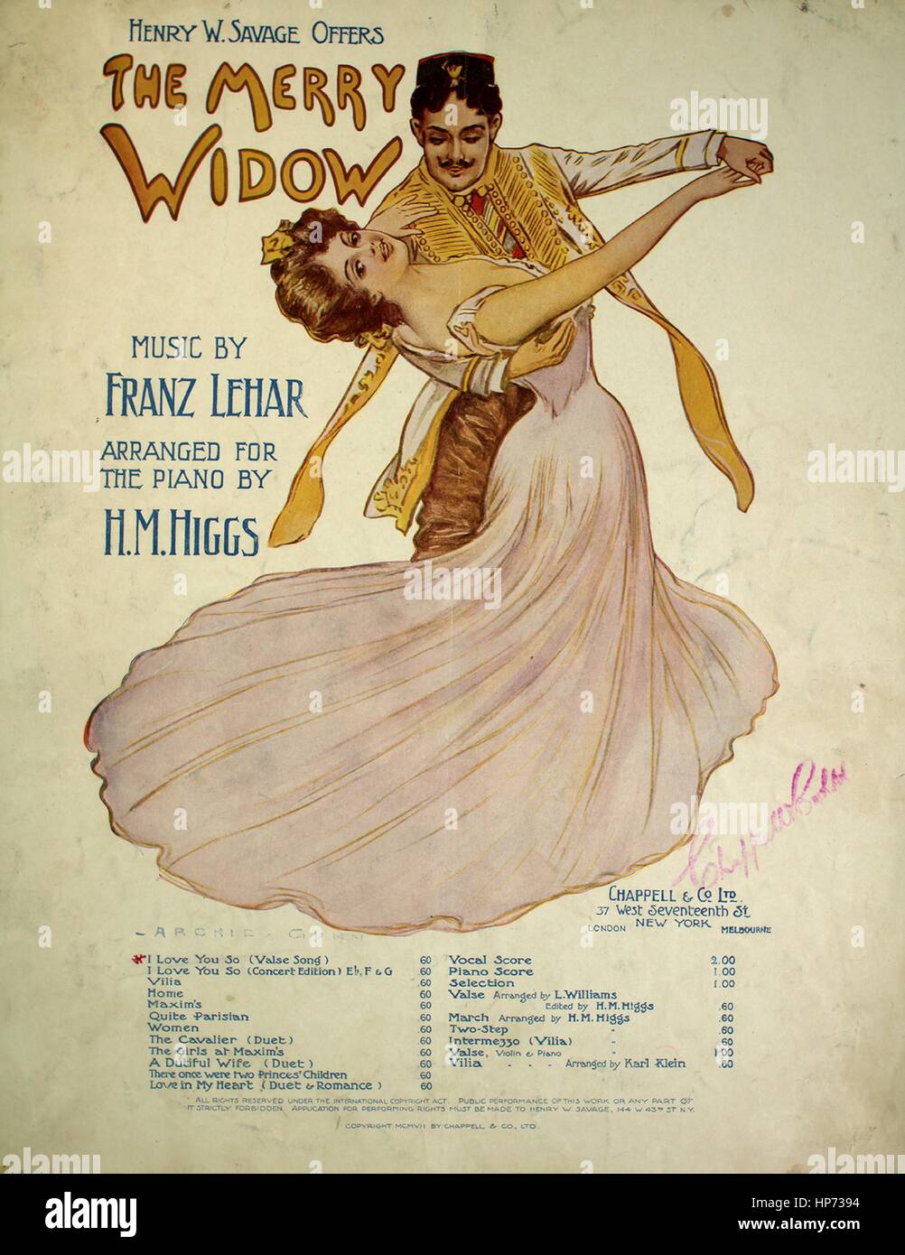 Sheet Music Image De Couverture De La Chanson Je T Aime Tellement Valse Chanson Avec L Auteur Original Lecture Notes Mots Par Adrian Ross Musique De Franz Lehar Organise Pour Le Piano Par Hm