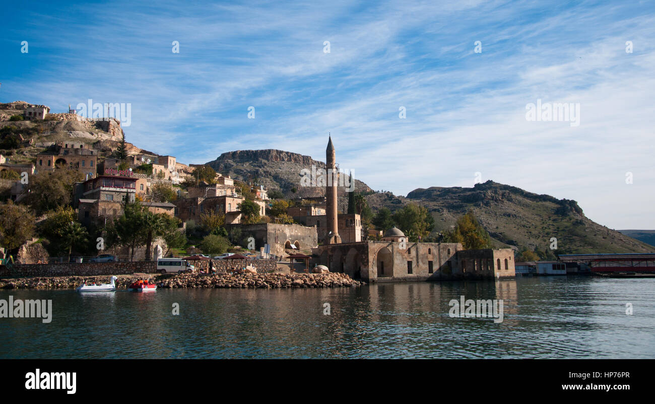 Village englouti Halfeti Gaziantep, Turquie Banque D'Images