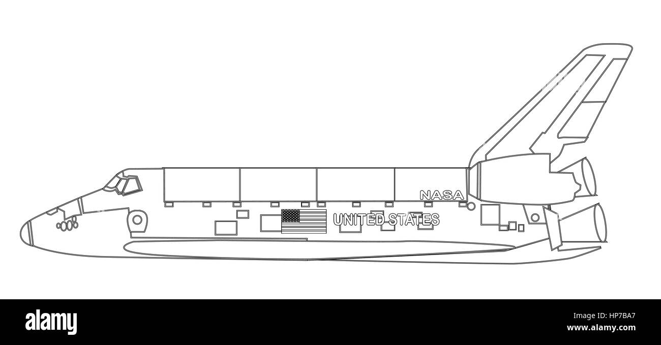 Une navette spatiale typique dessin sur un fond blanc Illustration de Vecteur