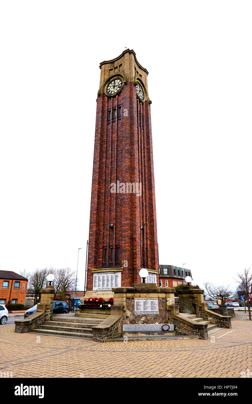 Tour de l'horloge, Memorial Gardens, Memorial Square, Coalville, UK Banque D'Images