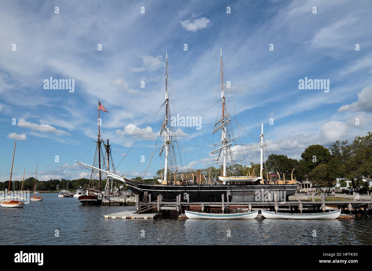 Le baleinier Charles W. Morgan à Mystic Seaport de Mystic, Connecticut, United States. Banque D'Images