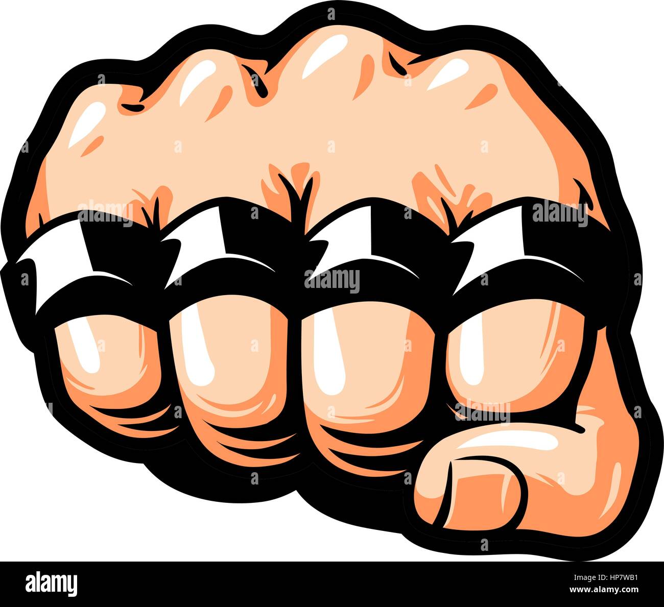 Poing serré, brass knuckles. Bandit, voyou, bandit symbole. Cartoon vector illustration Illustration de Vecteur