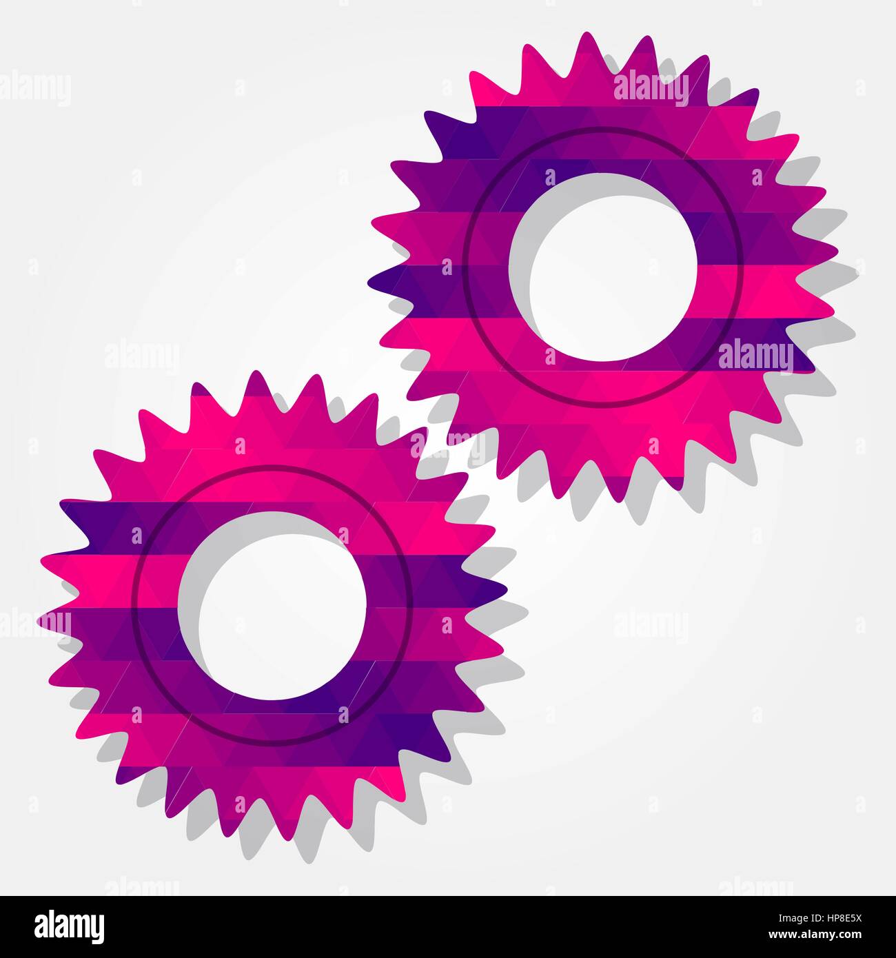 Des engins avec un triangles colorés formant un dégradé, violet à rose. Illustration de Vecteur