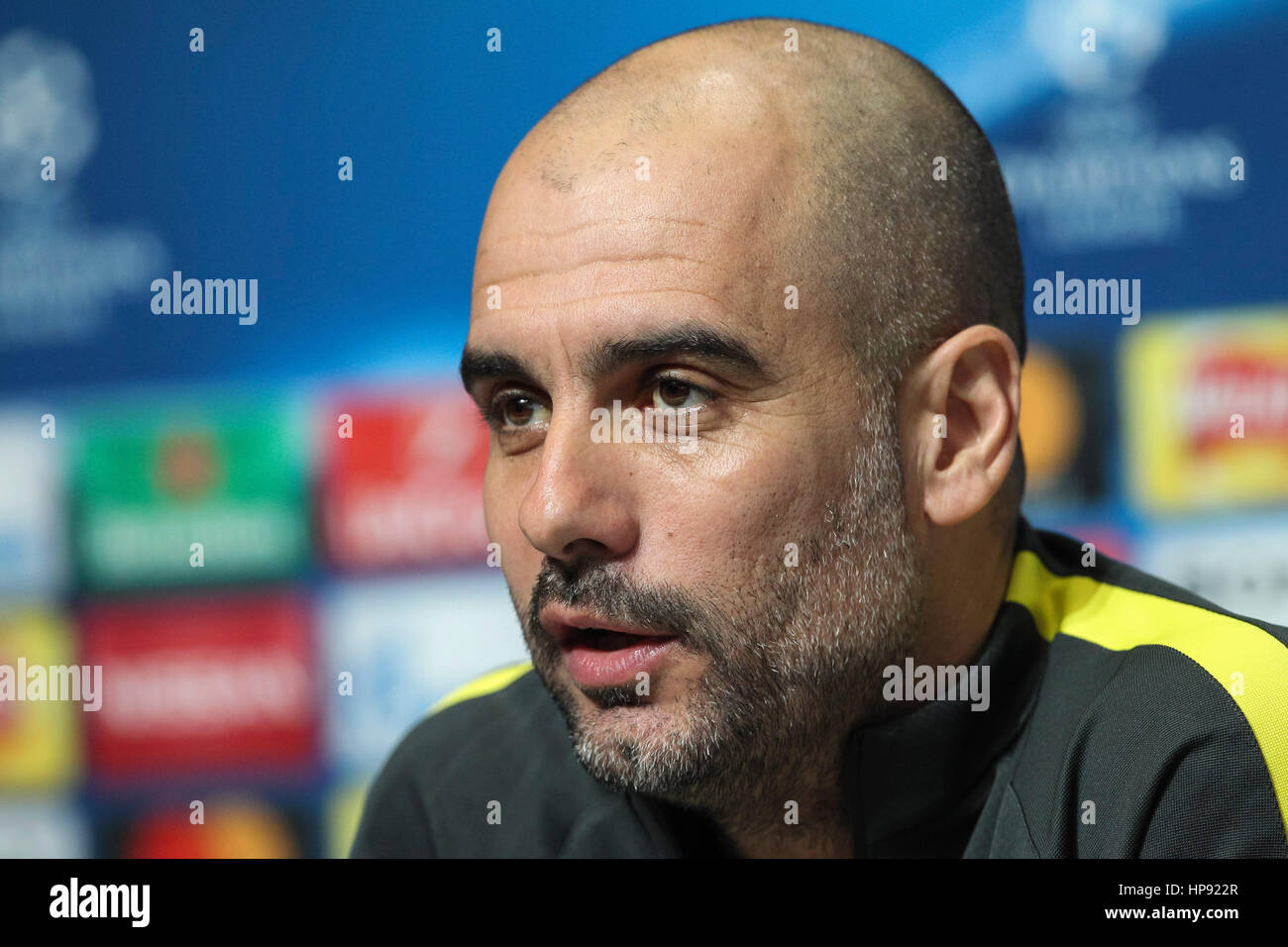 Manchester, UK. Feb 20, 2017. Manchester City Manager Pep Guardiola lors d'une conférence de presse avant de Manchester City Ligue des Champions match contre Monaco, à leur stade de l'Académie le 20 février 2017 à Manchester, en Angleterre. Crédit : Daniel Chesterton/Alamy Live News Banque D'Images