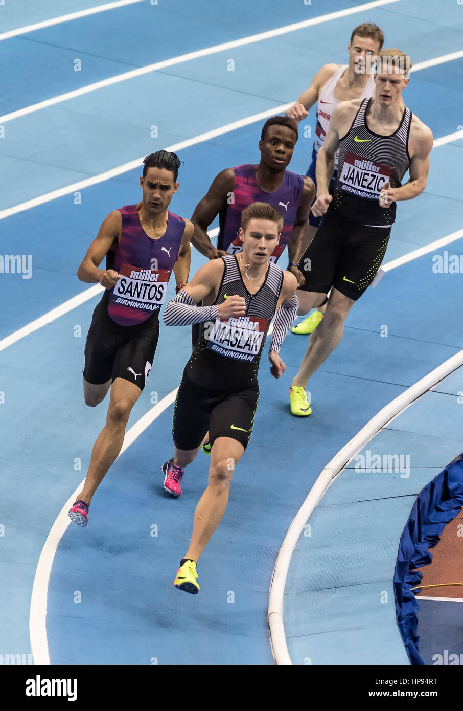 Paval Maslak (République tchèque) gagner la mens à 400 mètres à la finale Barclaycard Arena, Birmingham, en Angleterre, en l'intérieur Muller Grand Prix. Deuxième Banque D'Images