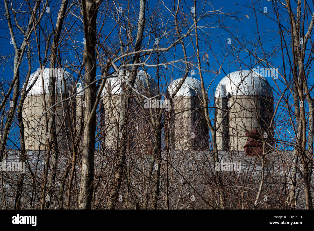 Armada, Michigan - Silos sur une ancienne ferme. Banque D'Images