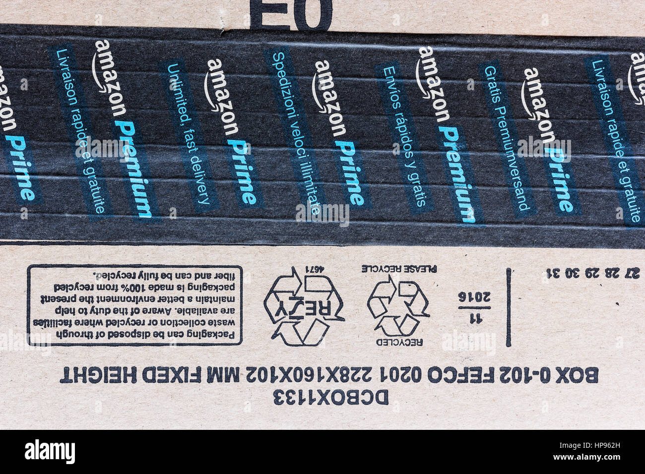 Boîte avec l'étiquette d'amazon Banque D'Images