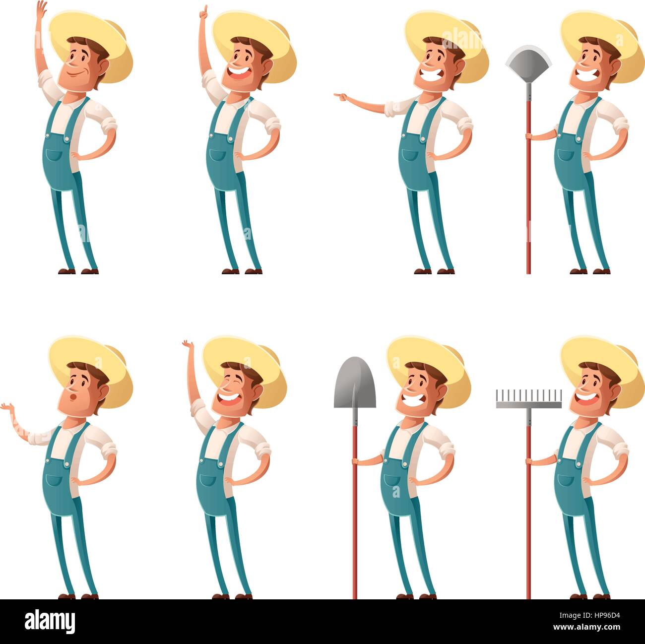 Ensemble d'icônes d'agriculteurs Illustration de Vecteur