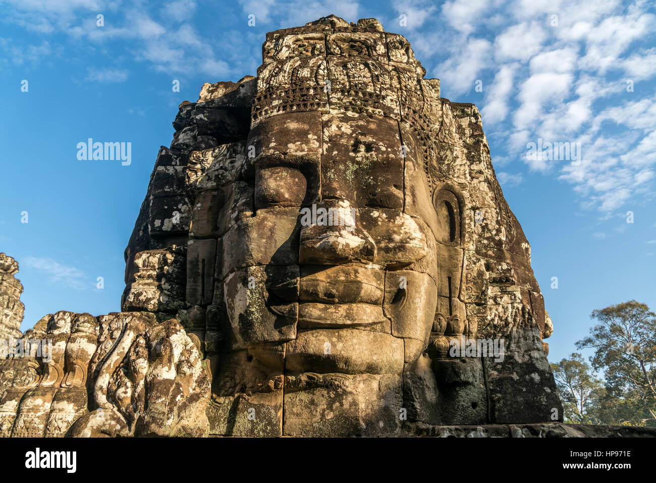 Des bodhisattva Lokeshvara Gesichter der Tempelanlage Bayon, Angkor Thom, Kambodscha, Asien | visages de la bodhisattva Lokesvaraat au temple B Banque D'Images