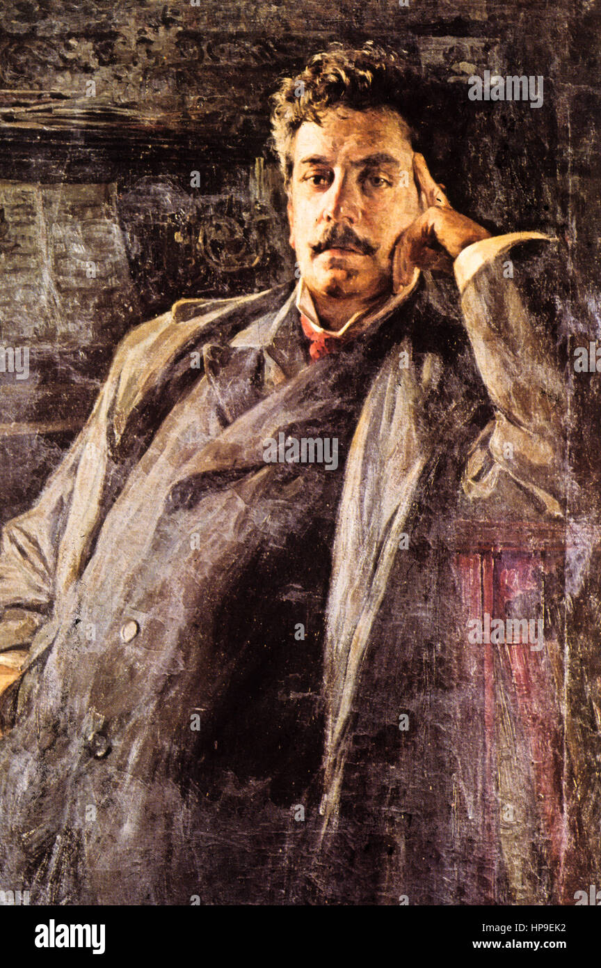 La reproduction du portrait de Giacomo Puccini fait par Luigi de oche,'900 Banque D'Images