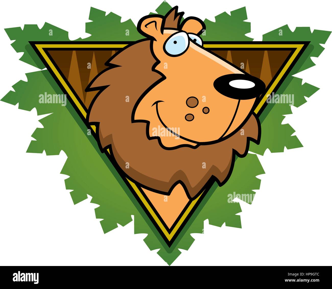 Une bonne caricature lion sur une icône sur le thème safari. Illustration de Vecteur