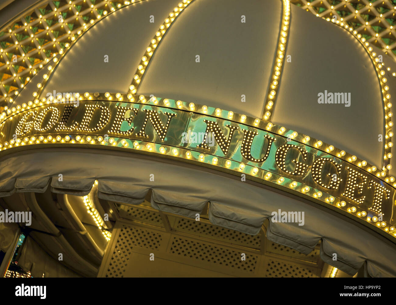 Las Vegas, leuchtreklame Golden Nugget, Nevada, USA Banque D'Images