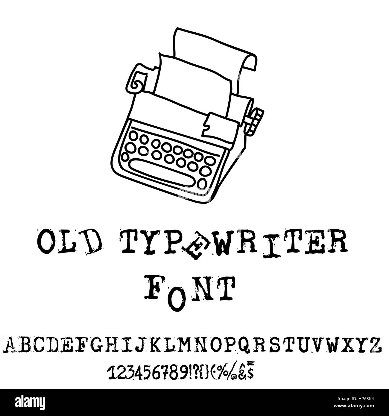 Vector vieux caractères machine. Vintage grunge font. Vector illustration. Illustration de Vecteur