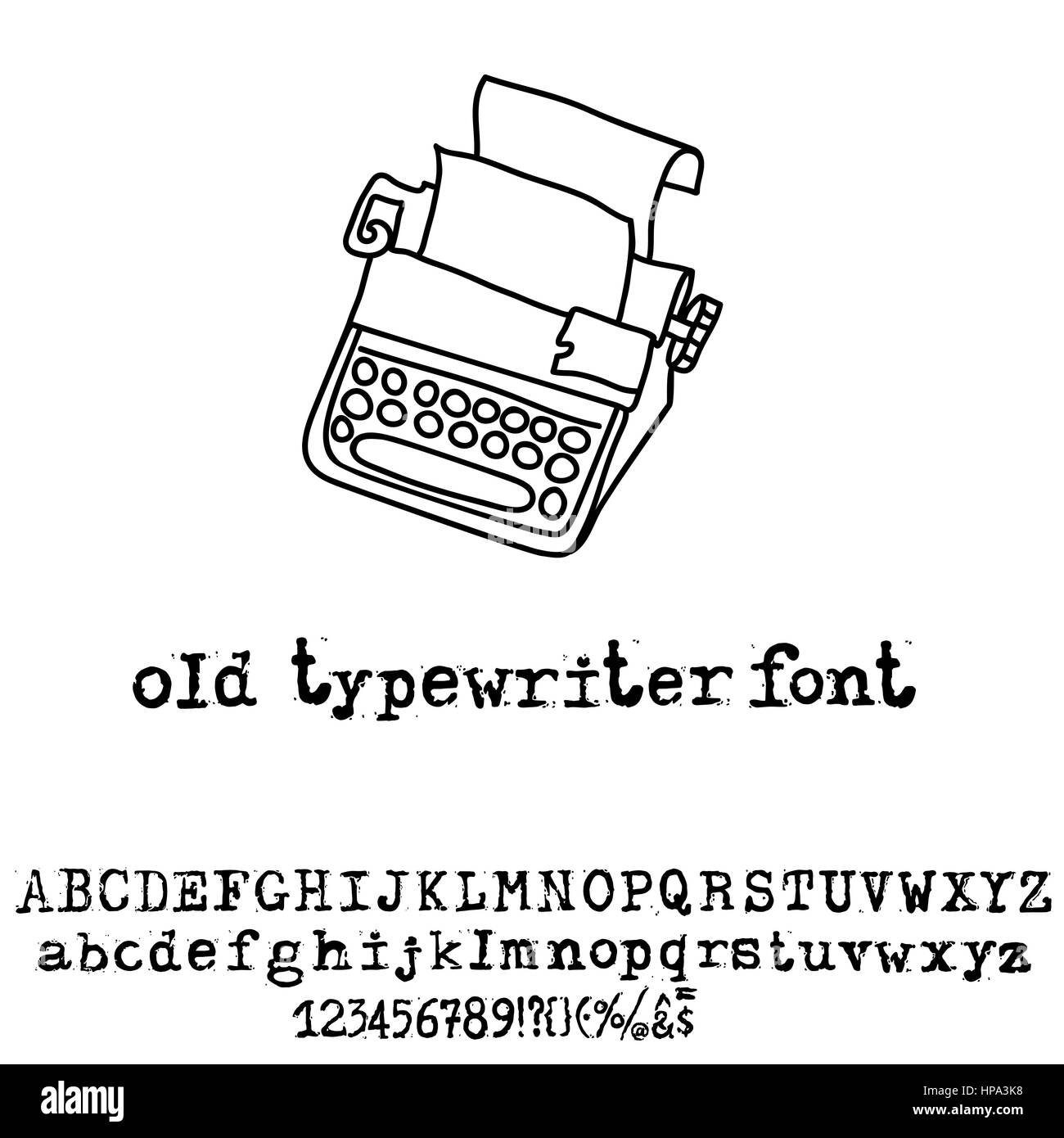 Vector vieux caractères machine. Vintage grunge font. Vector illustration. Illustration de Vecteur