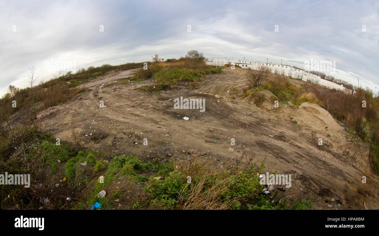 Décembre 2016. La Jungle de Calais rasé au sol Banque D'Images