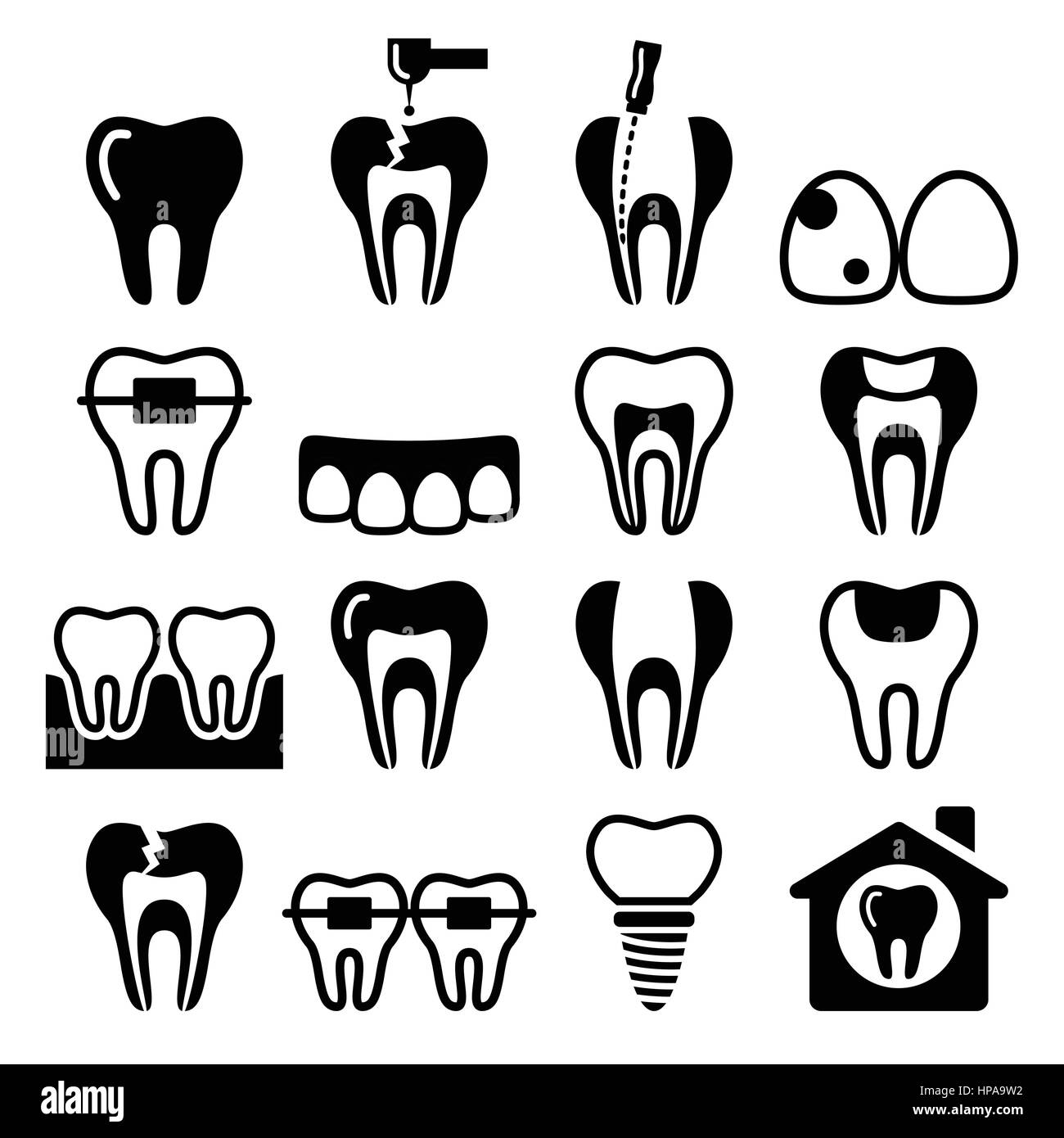 , Dents dent, clinique dentaire vector icons set Illustration de Vecteur