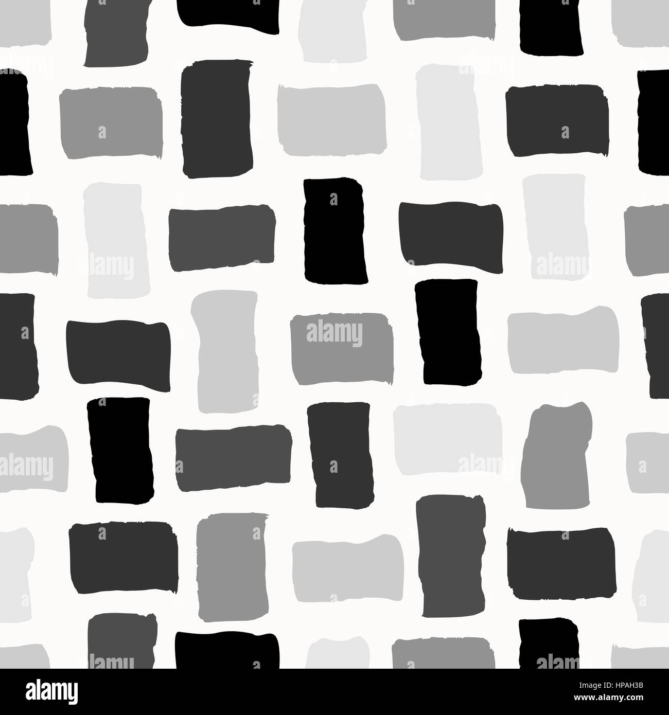 Un motif répétitif avec des éléments dessinés à la main noir et gris sur fond blanc. Illustration de Vecteur