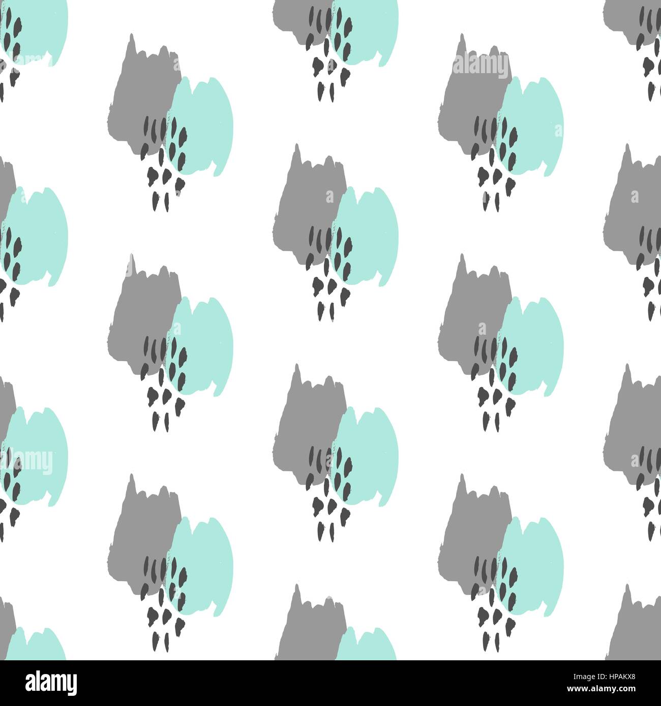 La main peinte en gris clair, vert menthe et noir sur fond blanc. Résumé arrière-plan transparent répétition. Illustration de Vecteur